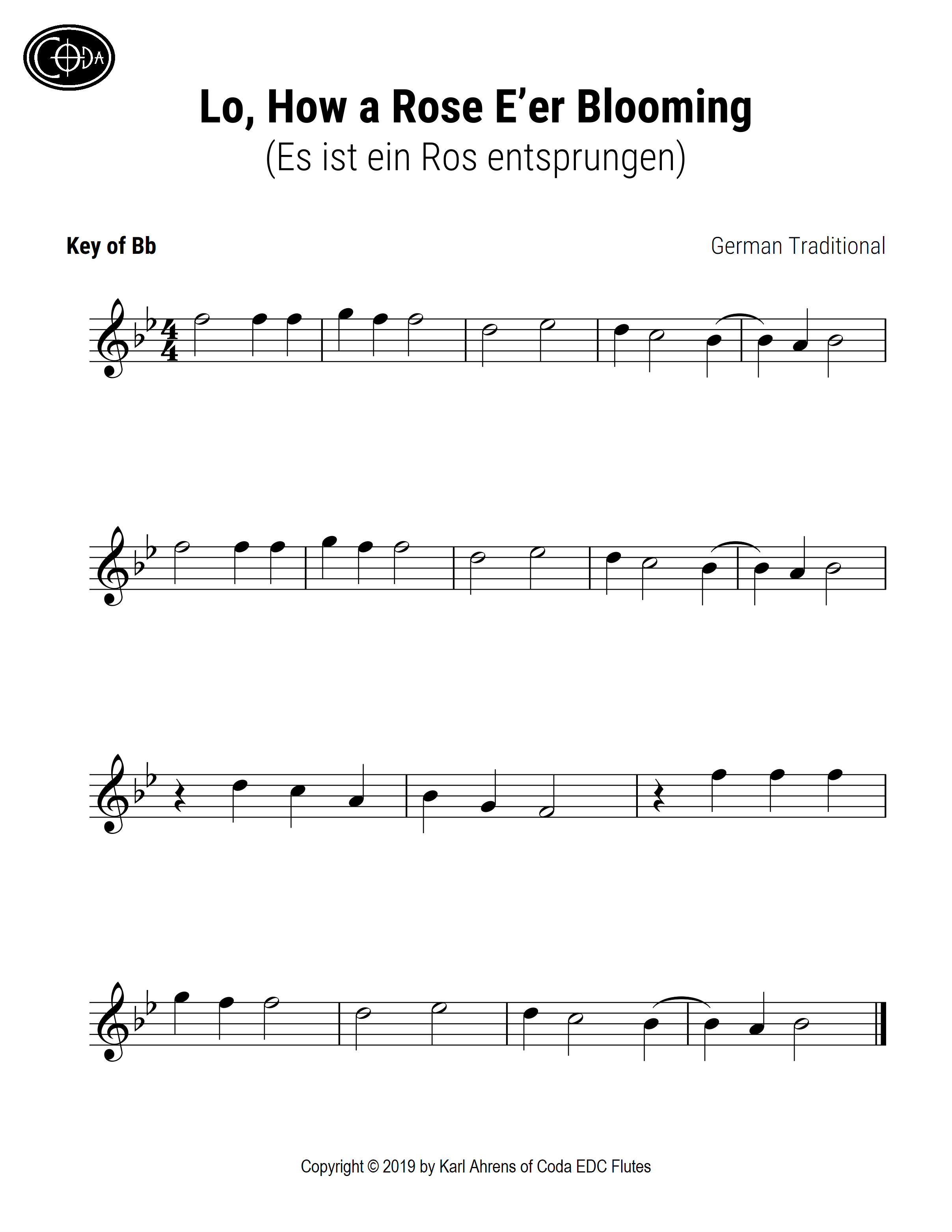 Lo, How a Rose E’er Blooming - Coda EDC Flutes